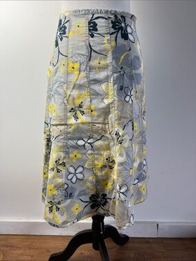 Floral Yellow and Grey A-Line Skirt from Eric Alexandre